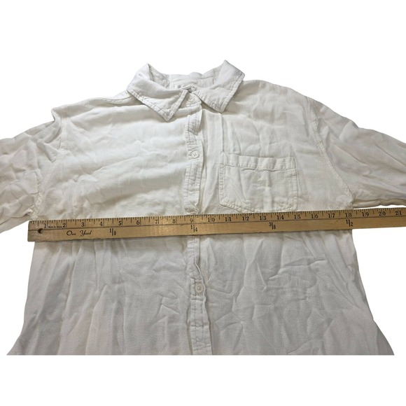 Japna White Rayon Linen Blend Tunic Shirt Blouse M Button Down Oversized Boho - Picture 7 of 8